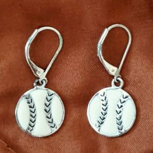 Enamel baseball earrings Double sided